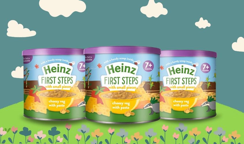 Hình ảnh các hộp bột ăn dặm Heinz Nga với nhiều hương vị khác nhau.